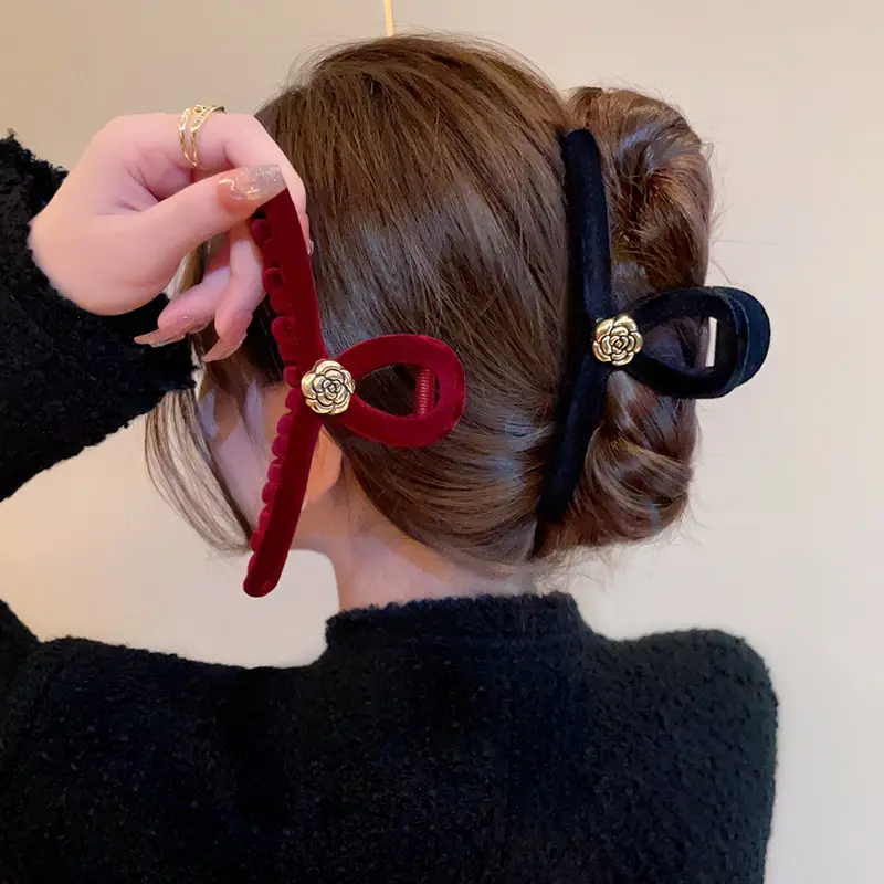 Red Velvet Hair Clip for Women Autumn Winter - Image 15