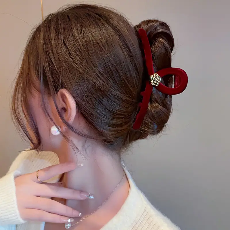 Red Velvet Hair Clip for Women Autumn Winter - Image 16