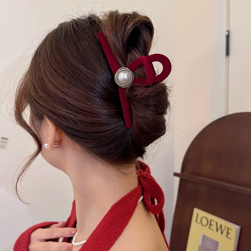 Red Velvet Hair Clip for Women Autumn Winter - Image 17