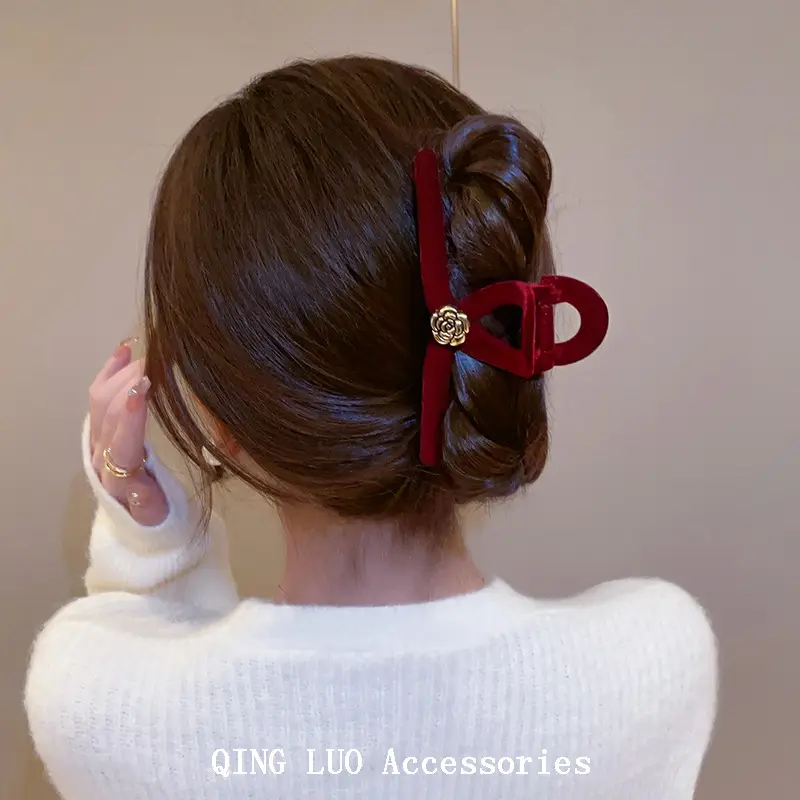 Red Velvet Hair Clip for Women Autumn Winter — feature 6