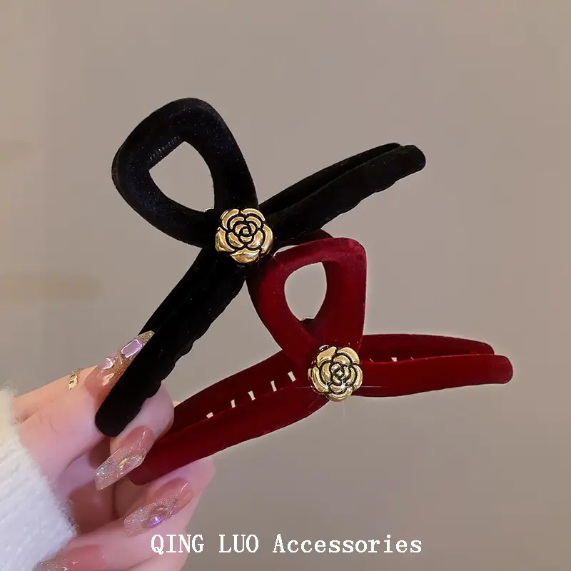 Red Velvet Hair Clip for Women Autumn Winter — feature 8