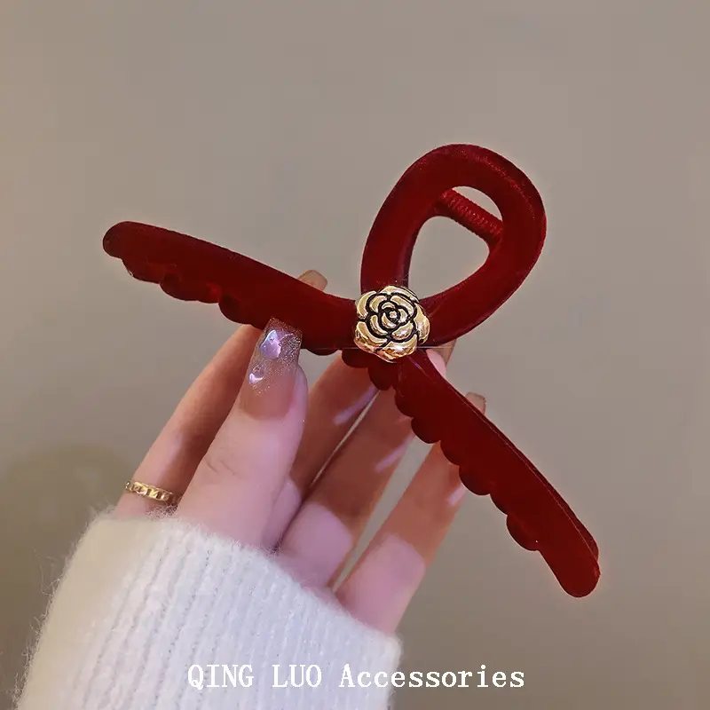 Red Velvet Hair Clip for Women Autumn Winter — feature 9