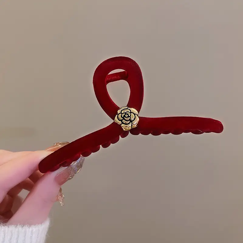 Red Velvet Hair Clip for Women Autumn Winter - Image 8