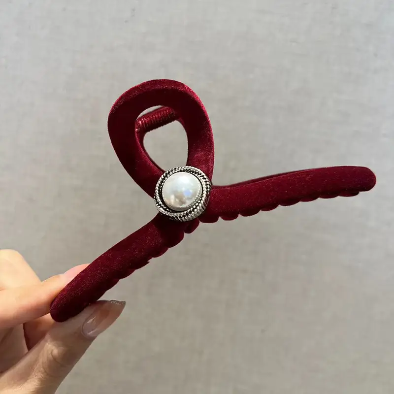Red Velvet Hair Clip for Women Autumn Winter - Image 9