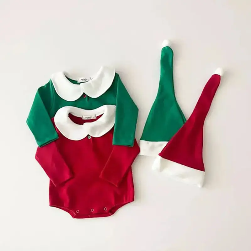 Red Korean-style Velvet Christmas Baby Suit for Boys Girls