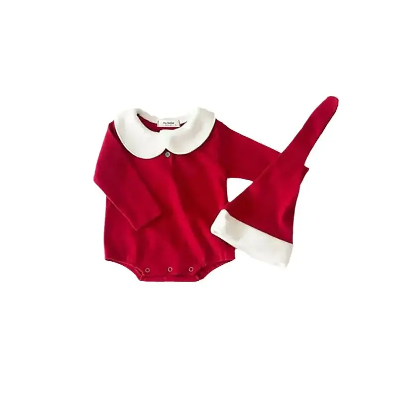 Red Korean-style Velvet Christmas Baby Suit for Boys Girls