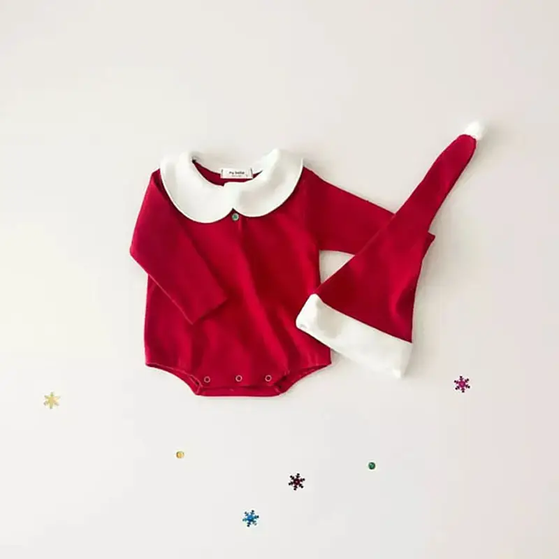 Red Korean-style Velvet Christmas Baby Suit for Boys Girls — feature 5