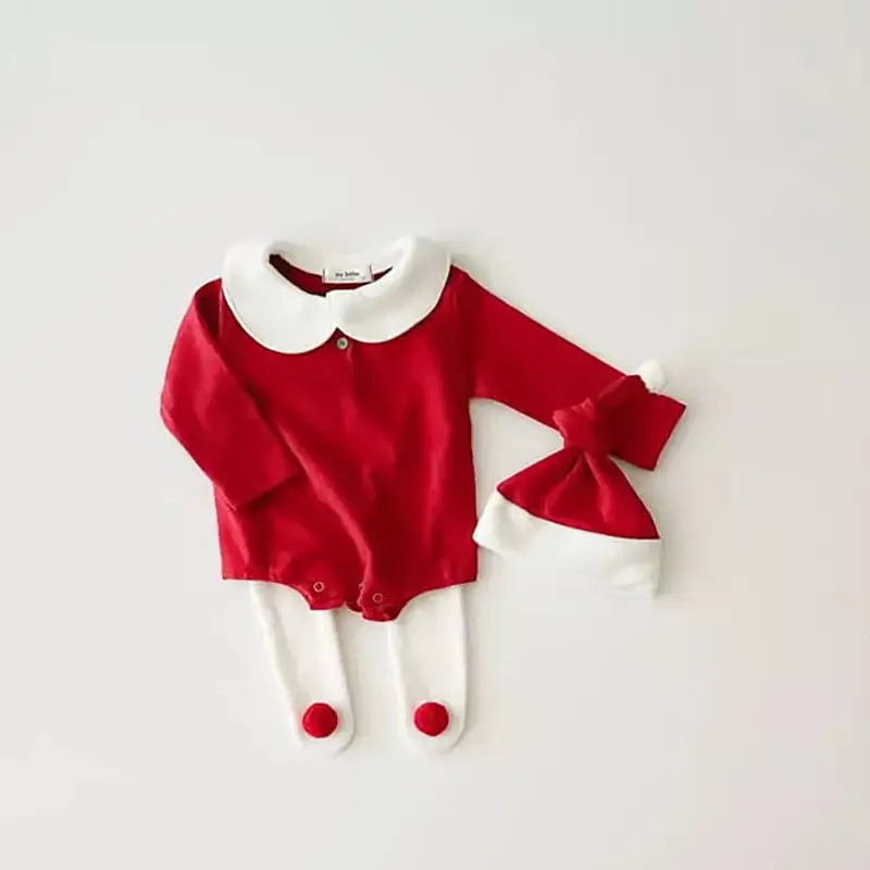 Red Korean-style Velvet Christmas Baby Suit for Boys Girls — feature 7