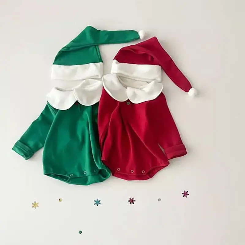 Red Korean-style Velvet Christmas Baby Suit for Boys Girls — feature 9