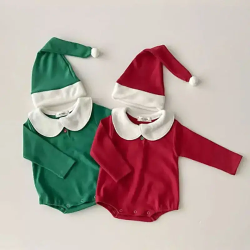 Red Korean-style Velvet Christmas Baby Suit for Boys Girls