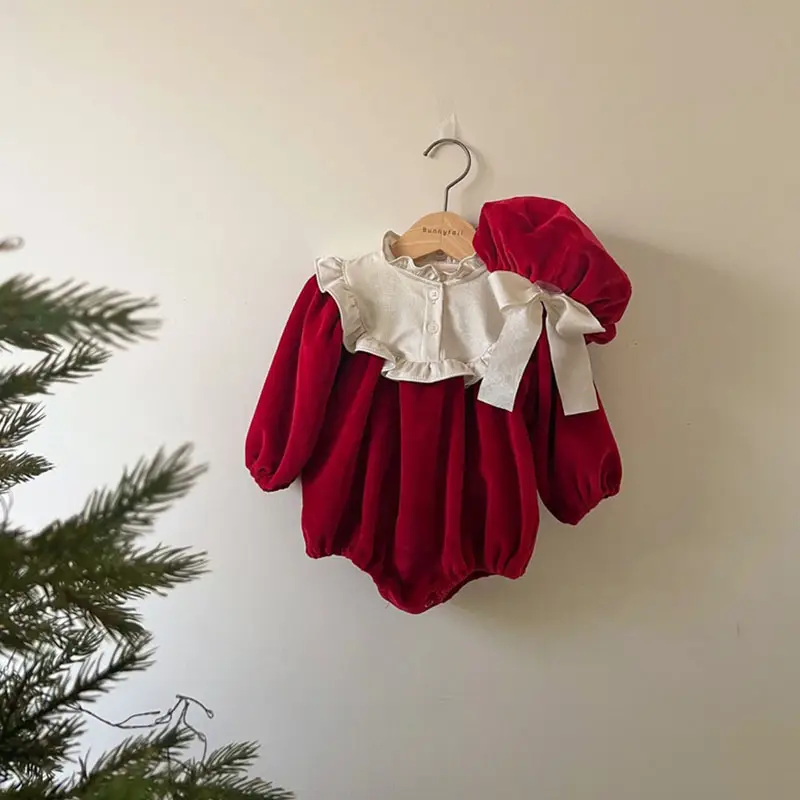 Black Korean Style Baby Girl's Fleece Outfit with Ruffled Top — feature 5