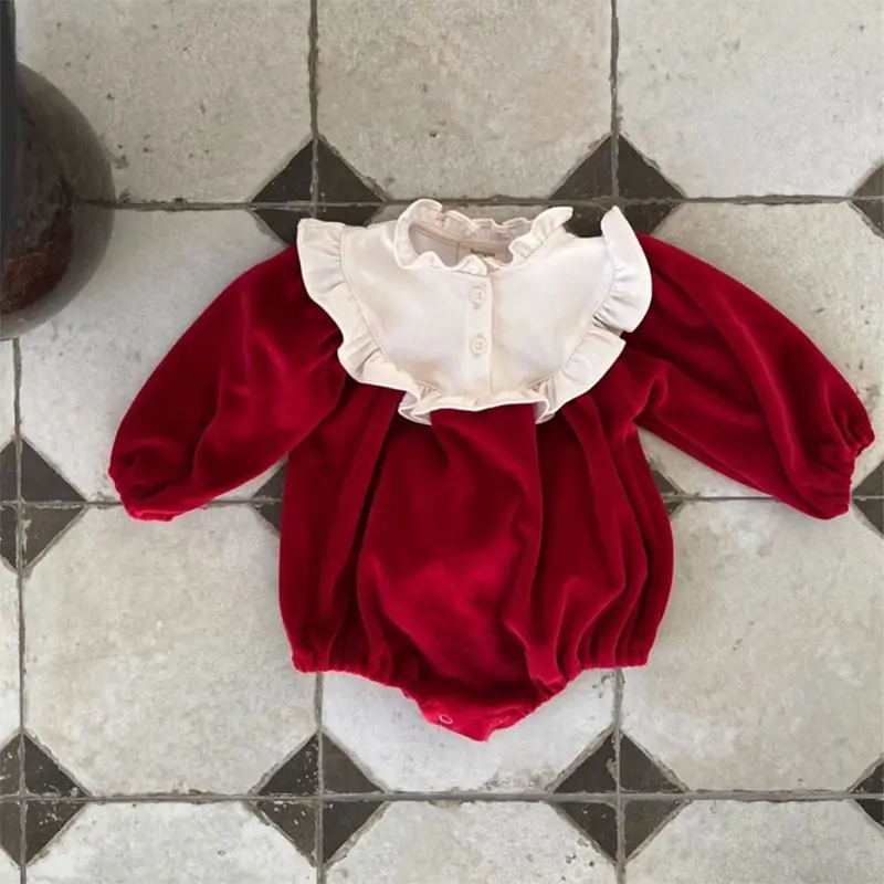 Black Korean Style Baby Girl's Fleece Outfit with Ruffled Top — feature 9