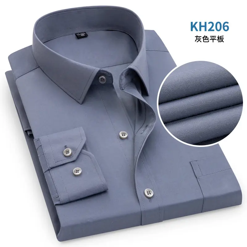 Grey Slim Fit Business Shirt for Men - Image 5