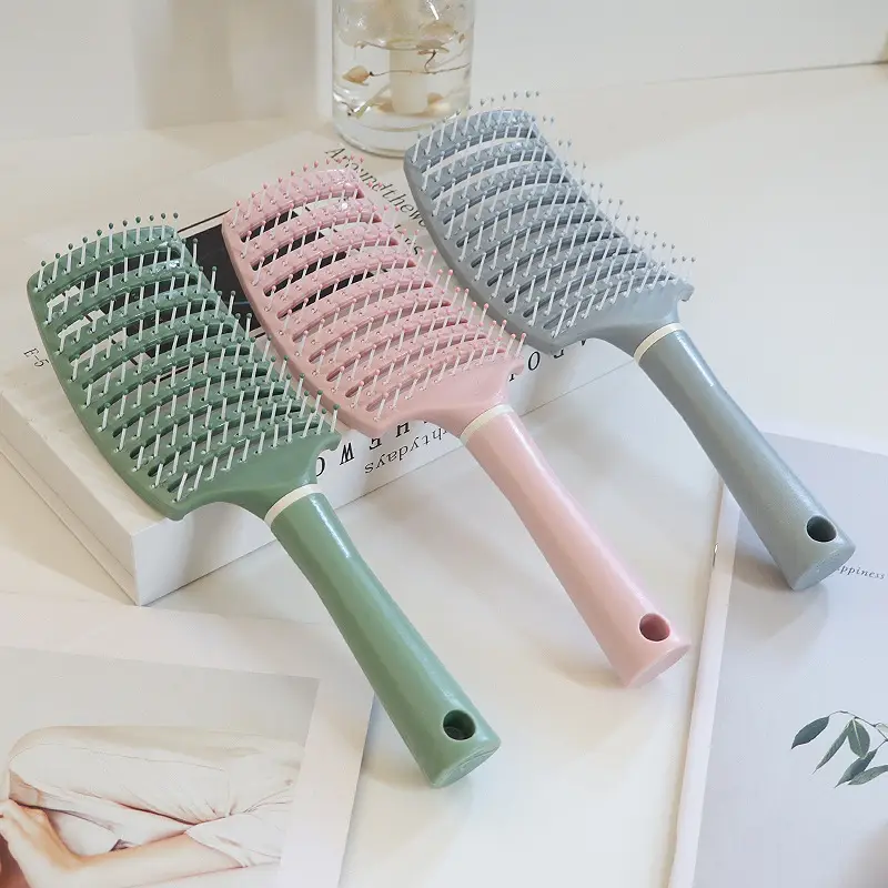 Pink Curved Hair Brush for Women Men Curly Hair - Image 9