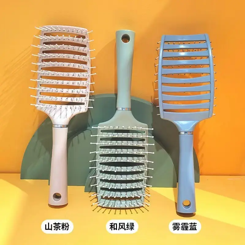 Pink Curved Hair Brush for Women Men Curly Hair — feature 4