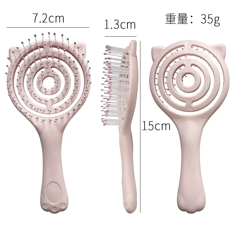 Pink Curved Hair Brush for Women Men Curly Hair - Image 4