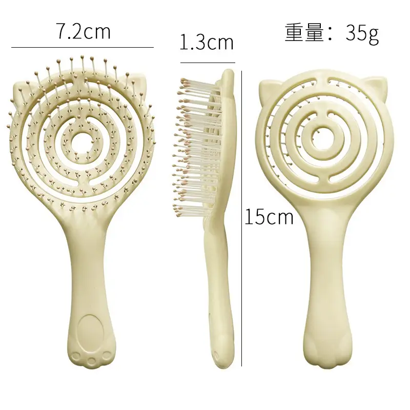 Pink Curved Hair Brush for Women Men Curly Hair - Image 6