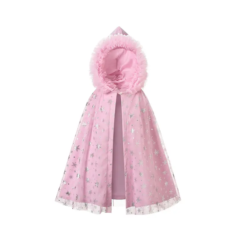 Girls' Blue Starry Cape Cloak Windproof Winter Dress