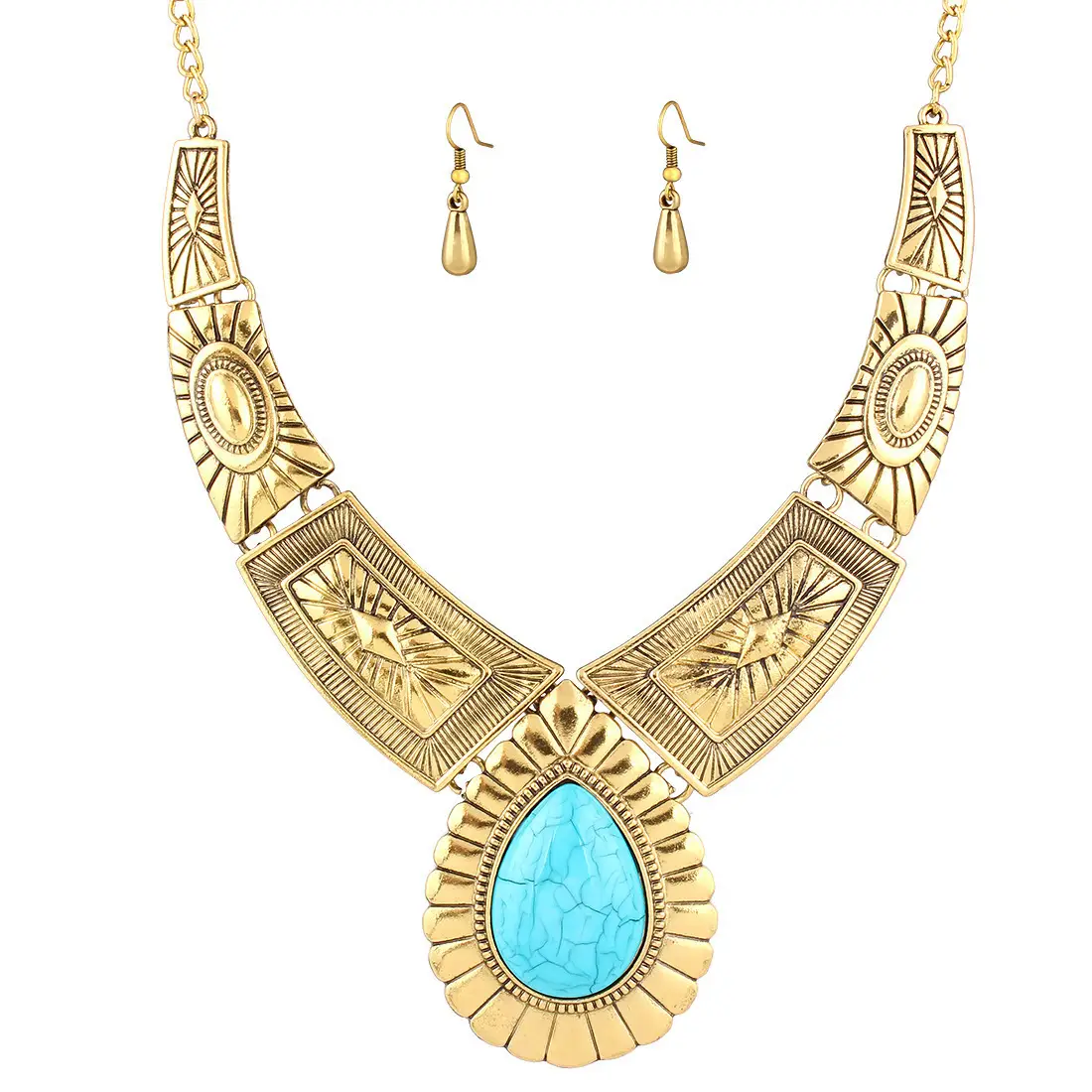 Jasmine Sequin Necklace Set Gold Plated Two-Piece - Image 7