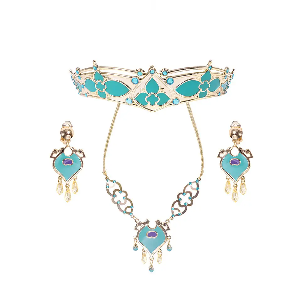 Jasmine Sequin Necklace Set Gold Plated Two-Piece - Image 8