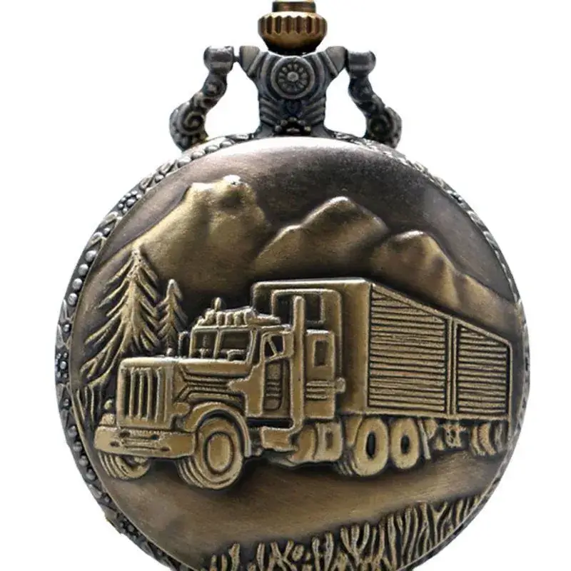 Gold Locomotive Pocket Watch with Chain Strap