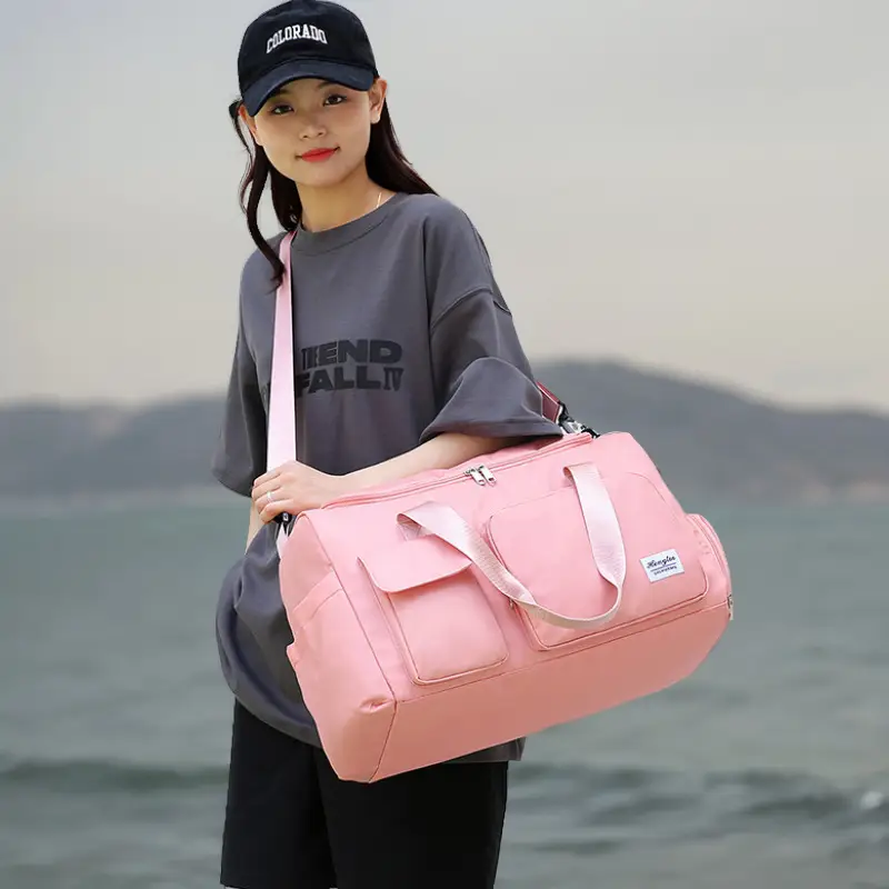 Women's White Training Sports Bag with Shoe Compartment - Image 11