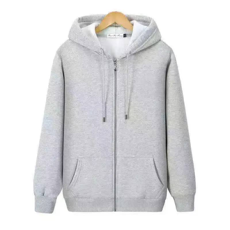 White Full-Zip Hoodie for Men Winter Casual Wear - Image 8