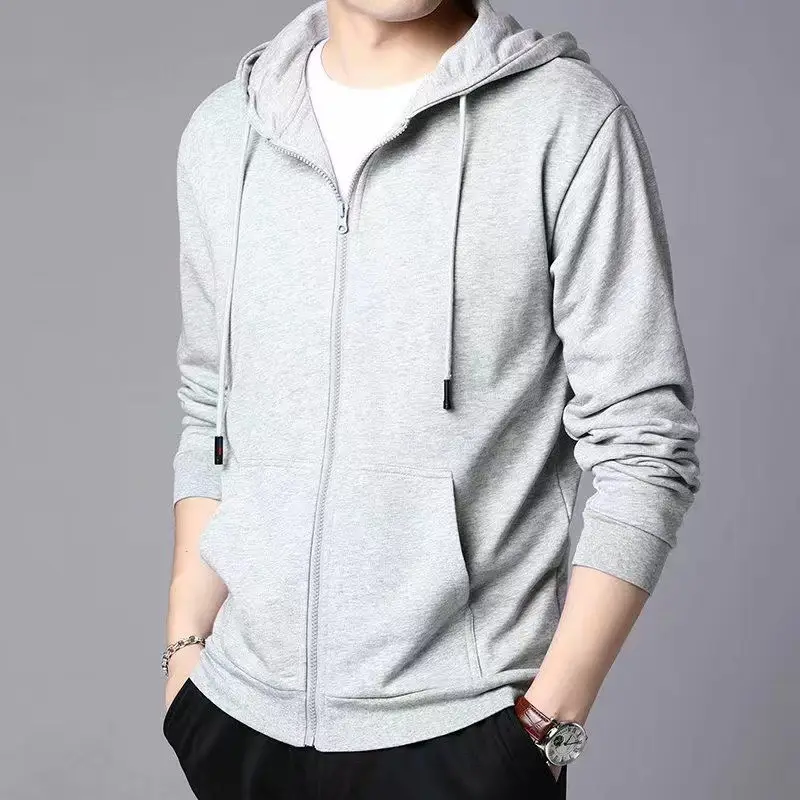 White Full-Zip Hoodie for Men Winter Casual Wear - Image 3