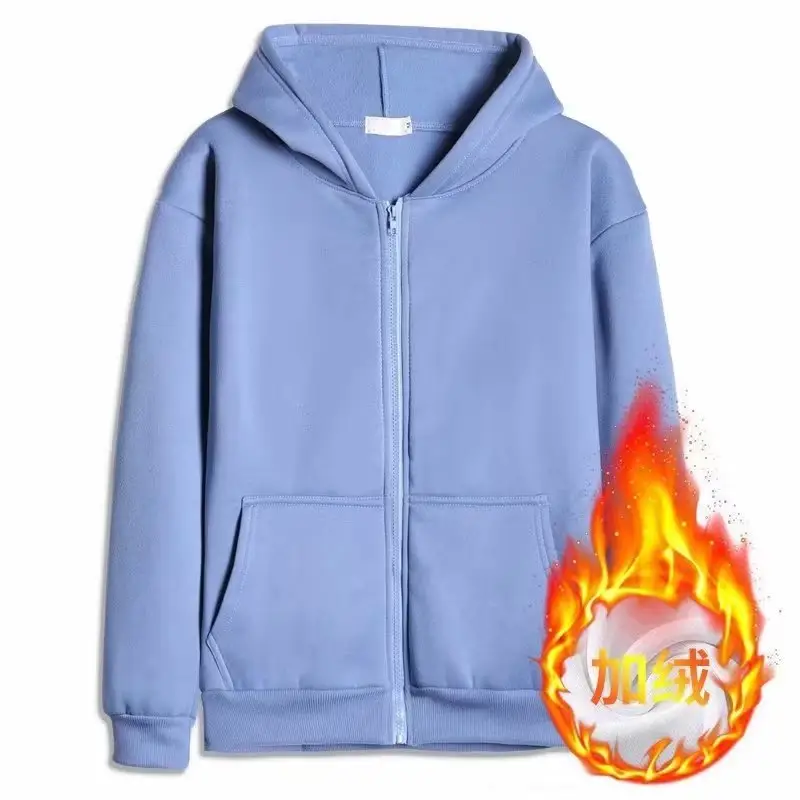 White Full-Zip Hoodie for Men Winter Casual Wear - Image 7