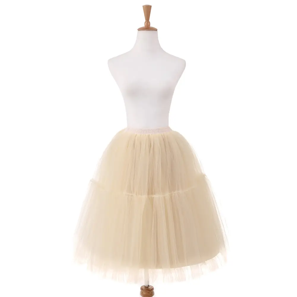 Yellow Tulle Pleated Skirt for Girls Spring Summer