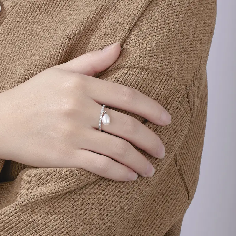 2022 Korean Style Pearl Drop Ring Gold Plated - Image 3