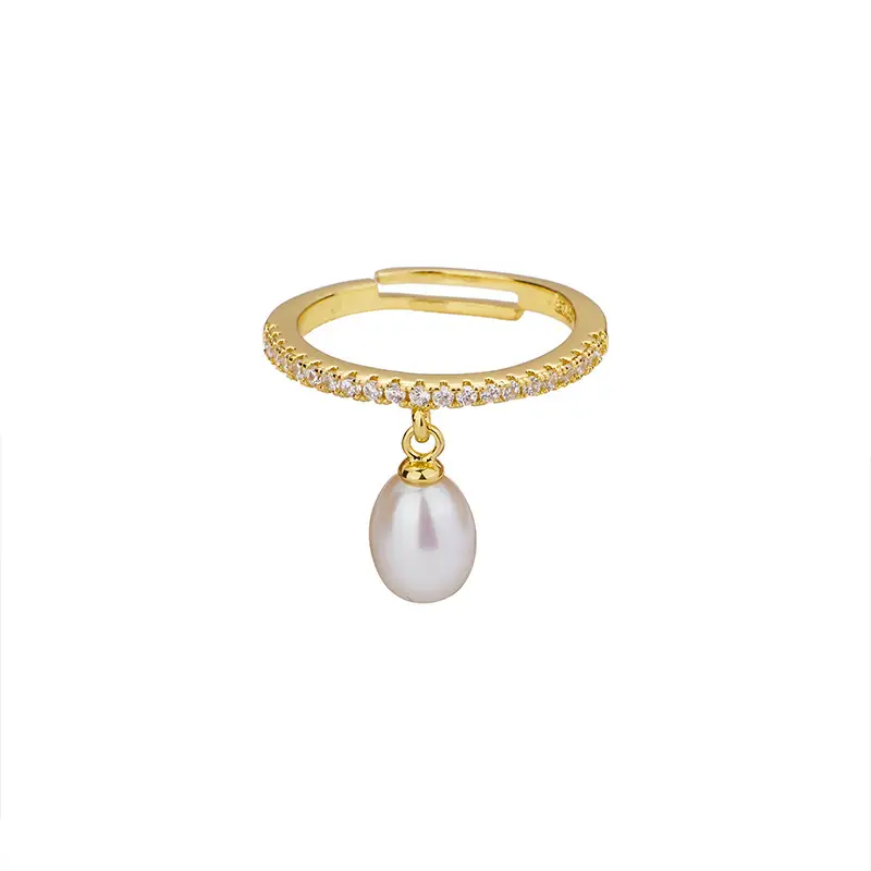 2022 Korean Style Pearl Drop Ring Gold Plated - Image 5