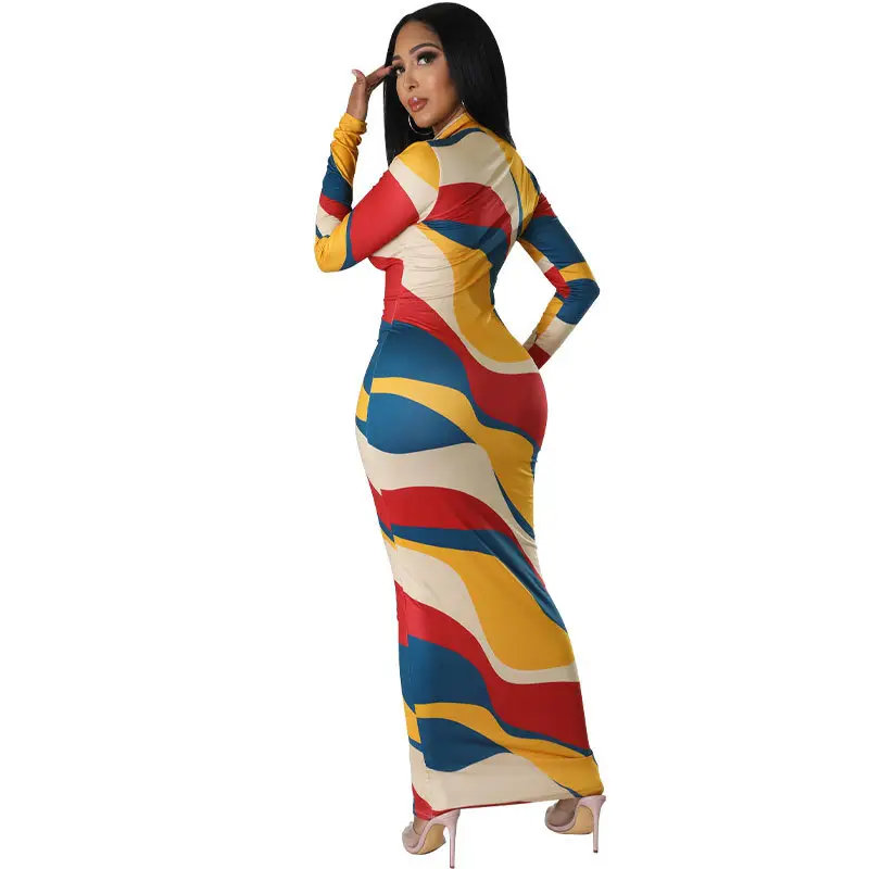 340 Colorful Long Dress for Women Slim Fit Hip Dress