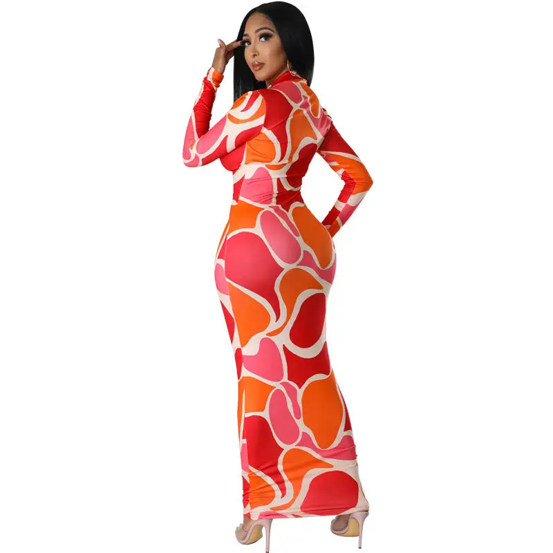 340 Colorful Long Dress for Women Slim Fit Hip Dress