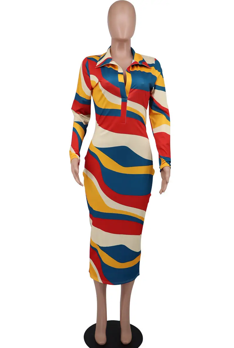 340 Colorful Long Dress for Women Slim Fit Hip Dress — feature 13