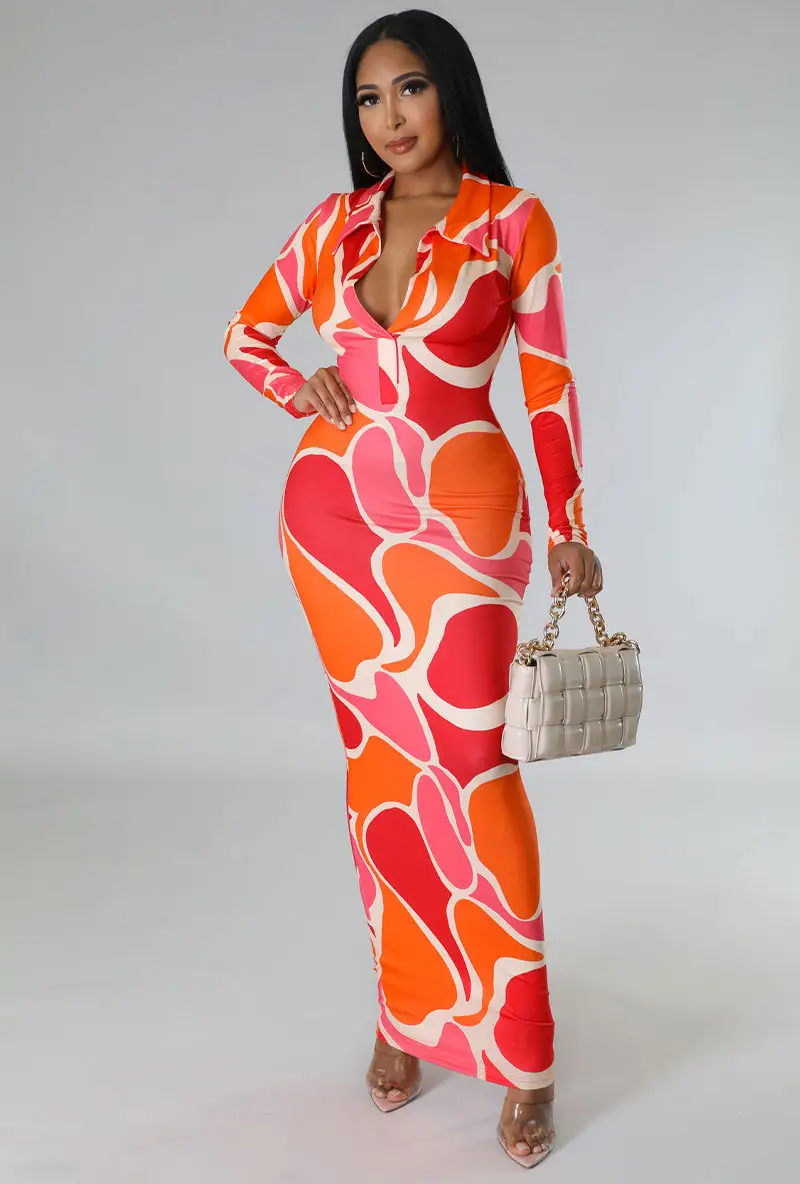 340 Colorful Long Dress for Women Slim Fit Hip Dress — feature 2