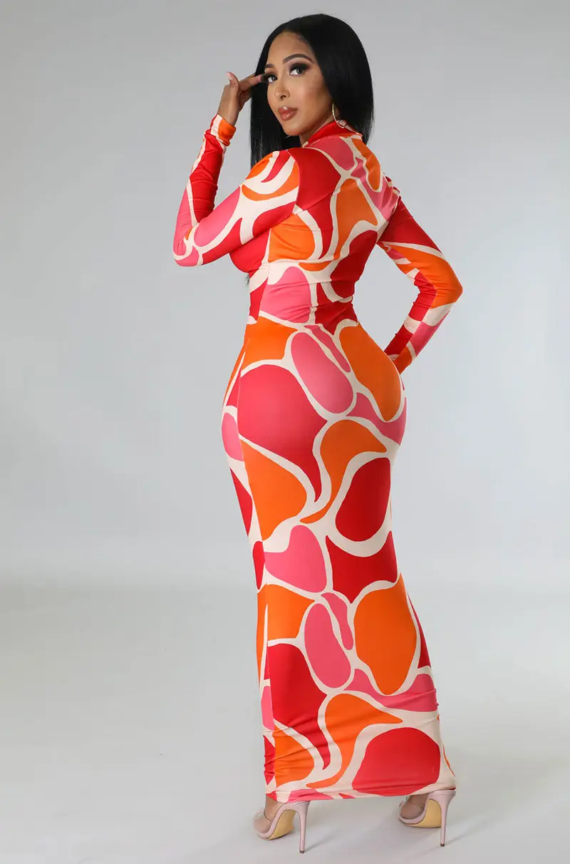 340 Colorful Long Dress for Women Slim Fit Hip Dress — feature 3