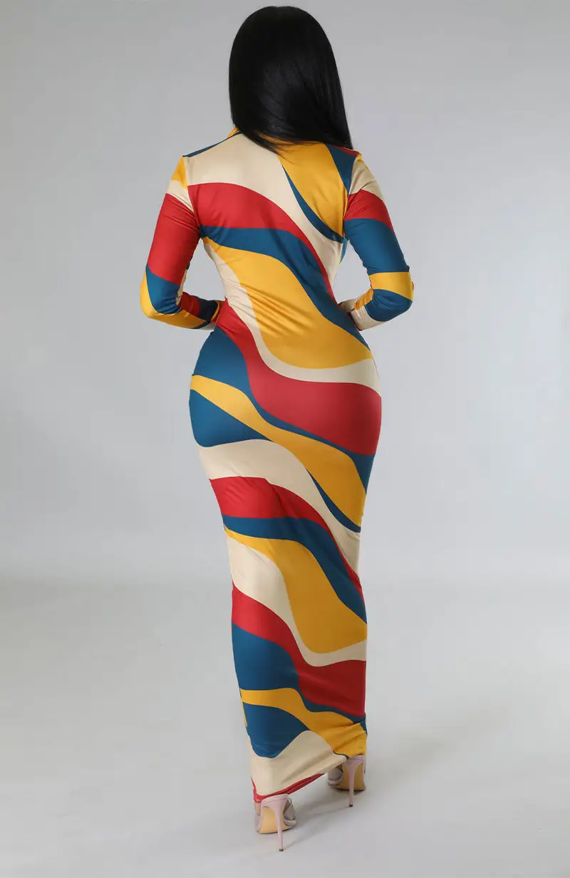 340 Colorful Long Dress for Women Slim Fit Hip Dress — feature 7