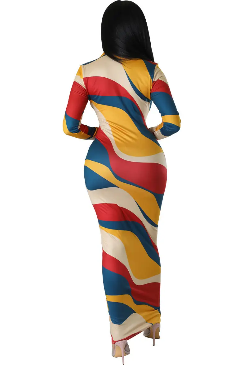 340 Colorful Long Dress for Women Slim Fit Hip Dress — feature 9