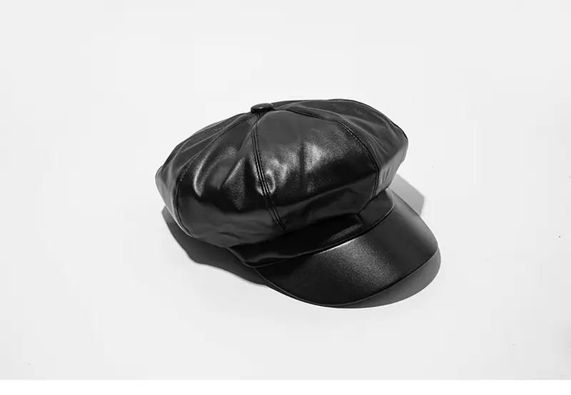 Vintage PU Leather Beret Cap Brown for Boys Girls — feature 17