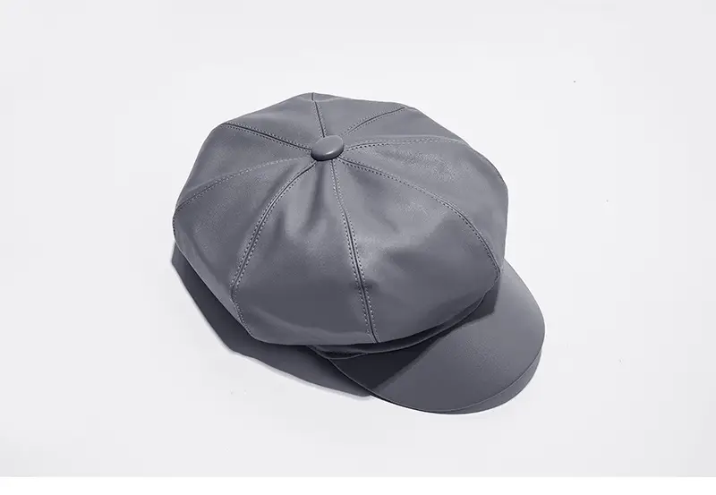 Vintage PU Leather Beret Cap Brown for Boys Girls — feature 24
