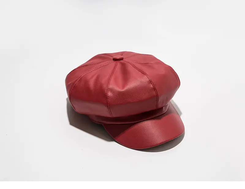 Vintage PU Leather Beret Cap Brown for Boys Girls — feature 25