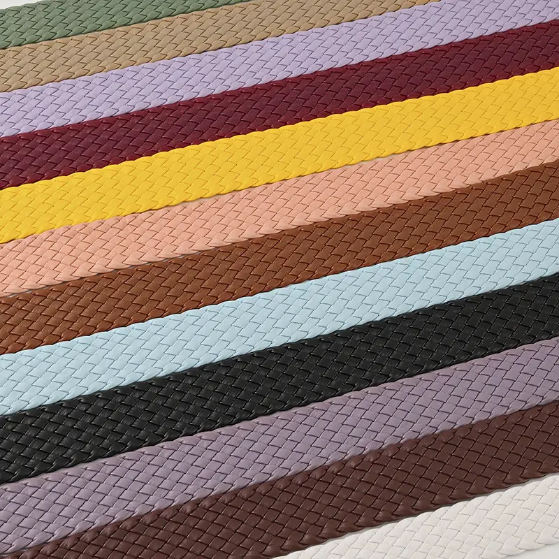 Japanese Pastoral Woven Wide Belt Candy Color Buckle