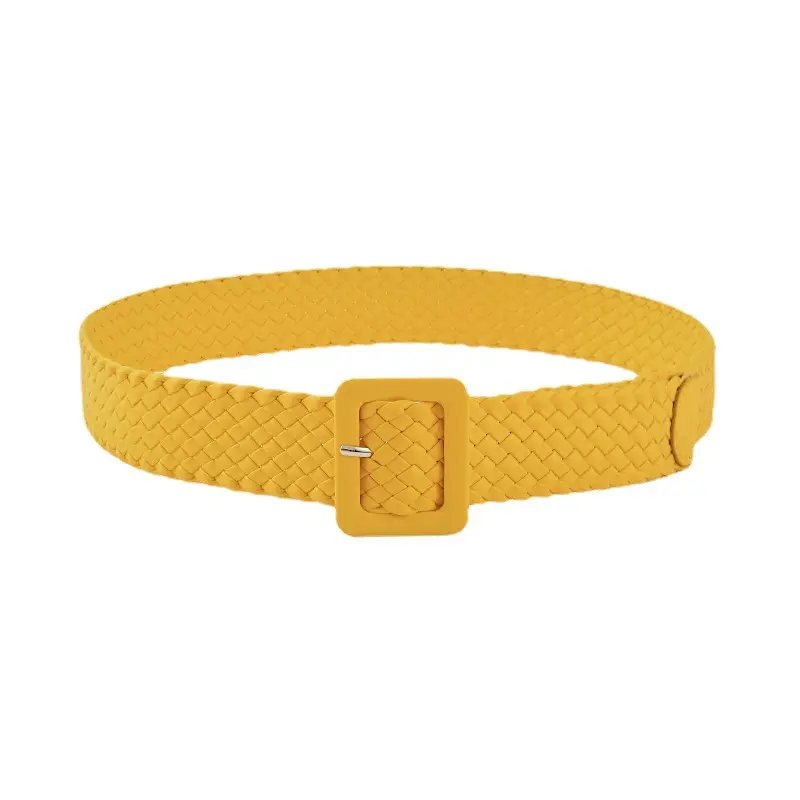 Japanese Pastoral Woven Wide Belt Candy Color Buckle