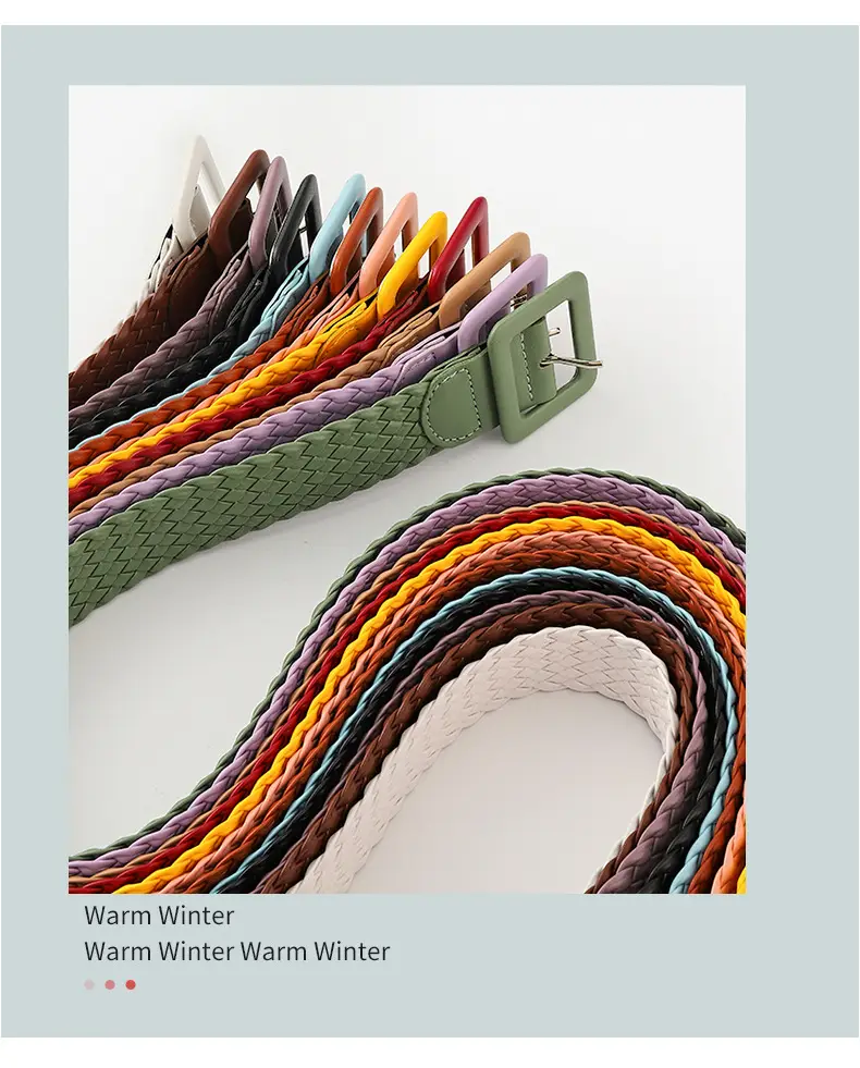 Japanese Pastoral Woven Wide Belt Candy Color Buckle — feature 12