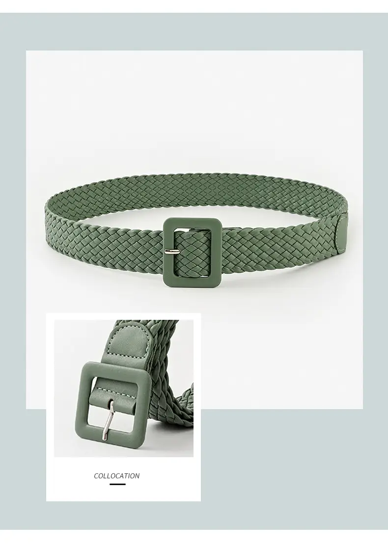 Japanese Pastoral Woven Wide Belt Candy Color Buckle — feature 15