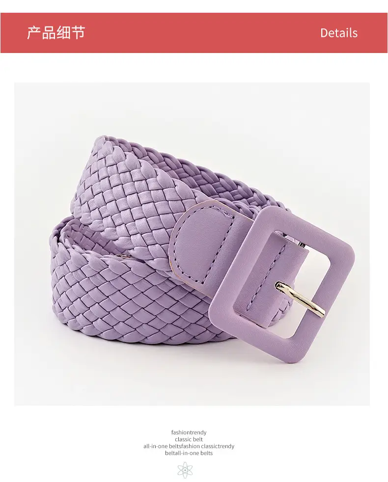 Japanese Pastoral Woven Wide Belt Candy Color Buckle — feature 18