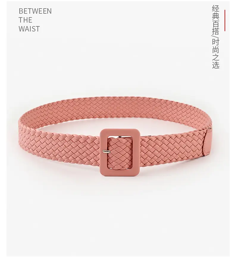 Japanese Pastoral Woven Wide Belt Candy Color Buckle — feature 9