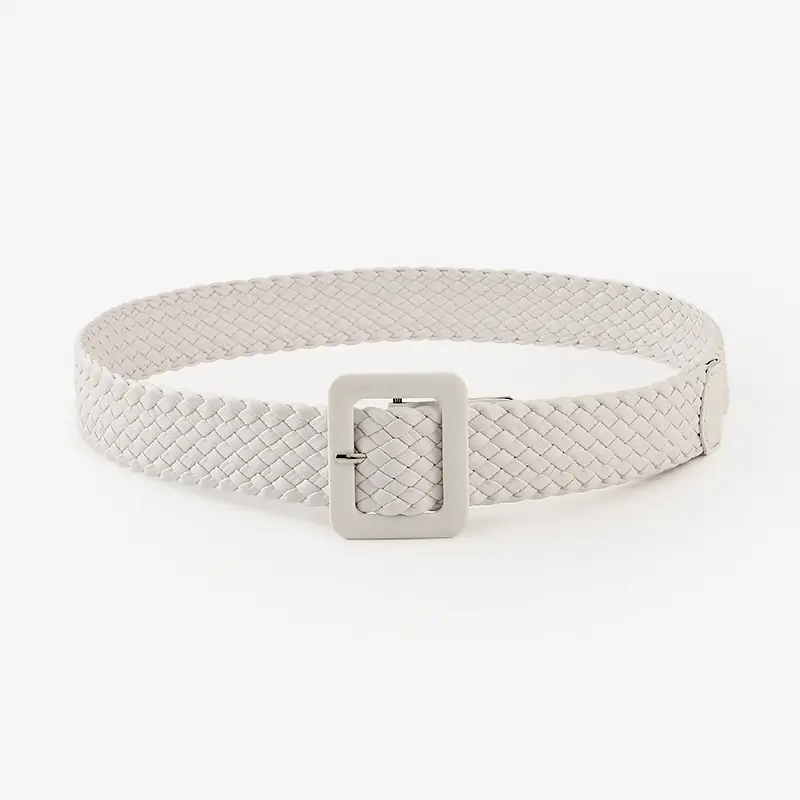 Japanese Pastoral Woven Wide Belt Candy Color Buckle