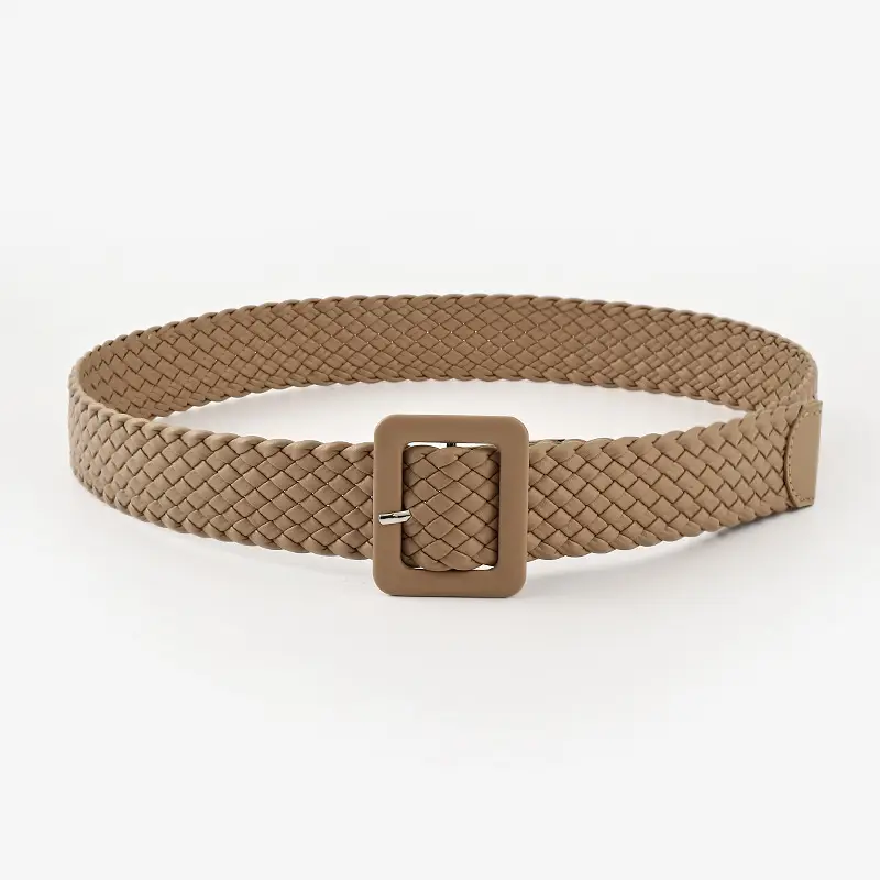 Japanese Pastoral Woven Wide Belt Candy Color Buckle